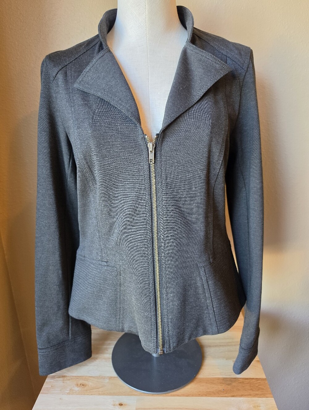 Renuar Womens Charcoal Fitted Business Blazer Size 8